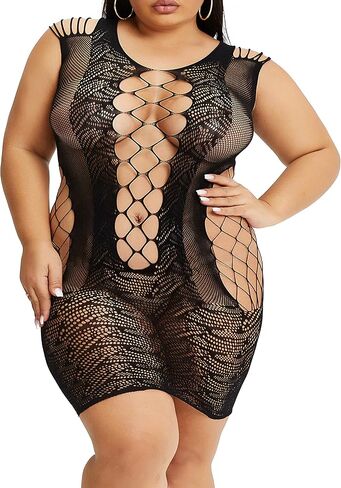 Women Sexy Lingerie Medium to Plus Size Fishnet Dress Mesh Babydoll Extra Large Ropa Interior Femenina Lenceria Extra Grande in Kuwait