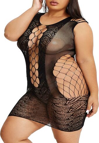Women Sexy Lingerie Medium to Plus Size Fishnet Dress Mesh Babydoll Extra Large Ropa Interior Femenina Lenceria Extra Grande in Kuwait