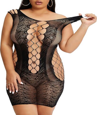 Women Sexy Lingerie Medium to Plus Size Fishnet Dress Mesh Babydoll Extra Large Ropa Interior Femenina Lenceria Extra Grande in Kuwait