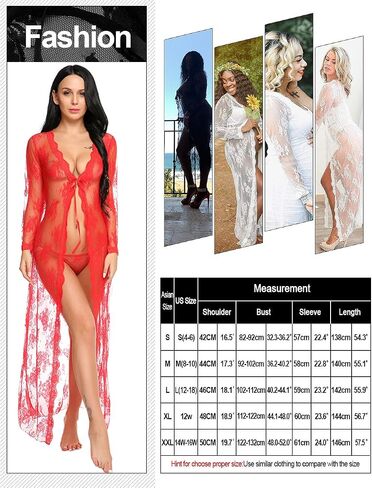 LOMON Lingerie for Women Sexy Long Lace Dress Sheer Gown See Through Kimono Robe in Kuwait