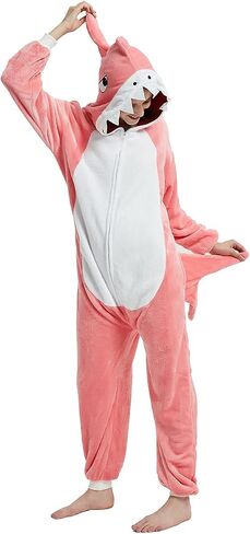 ABENCA Shark Onesie زي الحيوانات للبالغين بيجامات نسائية قطيفة قطعة واحدة كوسبلاي للهالوين وعيد الميلاد in Kuwait