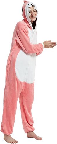 ABENCA Shark Onesie زي الحيوانات للبالغين بيجامات نسائية قطيفة قطعة واحدة كوسبلاي للهالوين وعيد الميلاد in Kuwait