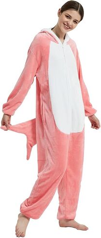 ABENCA Shark Onesie زي الحيوانات للبالغين بيجامات نسائية قطيفة قطعة واحدة كوسبلاي للهالوين وعيد الميلاد in Kuwait