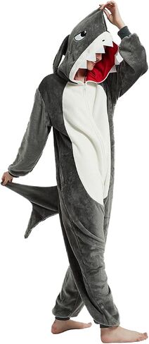 ABENCA Shark Onesie زي الحيوانات للبالغين بيجامات نسائية قطيفة قطعة واحدة كوسبلاي للهالوين وعيد الميلاد in Kuwait