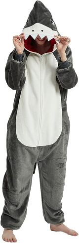 ABENCA Shark Onesie زي الحيوانات للبالغين بيجامات نسائية قطيفة قطعة واحدة كوسبلاي للهالوين وعيد الميلاد in Kuwait