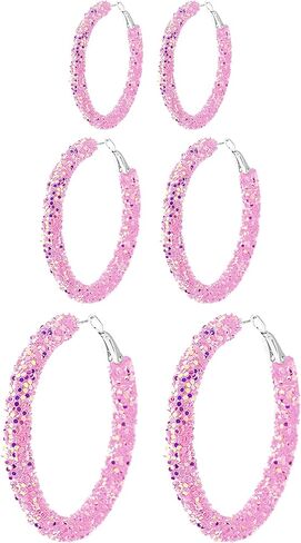 Bohemian Shiny Glitter Sequins Hoop Earrings Wrapped Gold Plated Circle Statement Rhinestone Dangle Drop Earrings for Women Girls Boho Jewelry in Kuwait