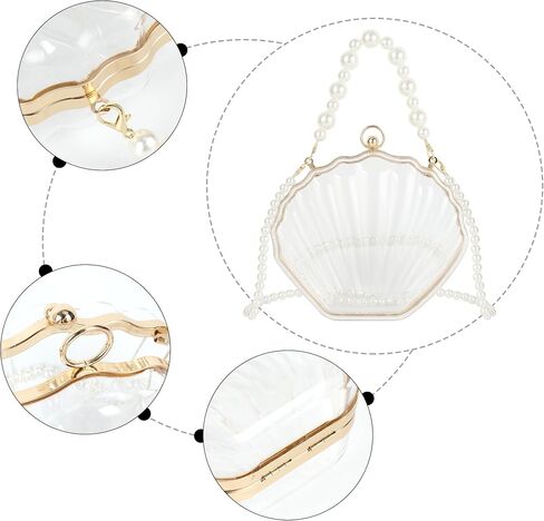 Women Seashell Evening Bag Purse Mermaid Chain Strap Clutch Handbag Shoulder Bag in Kuwait
