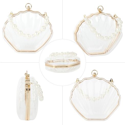 Women Seashell Evening Bag Purse Mermaid Chain Strap Clutch Handbag Shoulder Bag in Kuwait