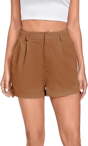 WDIRARA Women's High Waisted Button Wide Leg Casual Shorts with Pockets in Kuwait