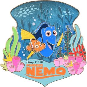Disney Pixar Finding Nemo 20th Anniversary Pin, Pack of 1, Limited Edition Collector Piece, Themed Jewelry with Dory and Marlin, Hard Enamel, Gold Tone Metal, 3.5" x 3.5", Amazon Exclusive in Saudi Arabia
