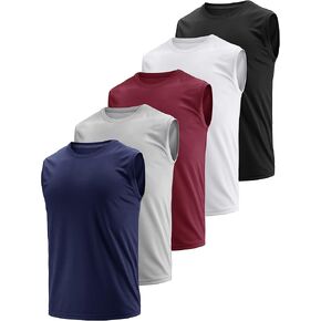 3 Pack Men's Dry Fit Moisture Wicking Tech Quick Dry Sleeveless Shirts Mesh Crew Active Athletic Tank Tops in Saudi Arabia