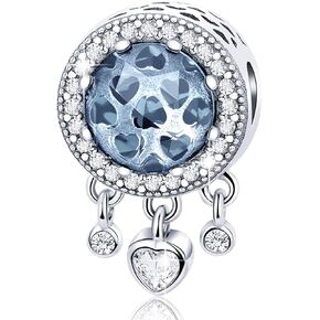 FOREVER QUEEN Dream Catcher Charm Fit Charms سوار 925 فضة استرلينية ريش شرابة خرزة مع قلادة أحجار ملونة للمجوهرات الأوروبية
