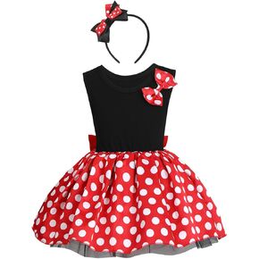 IBTOM CASTLE Baby Girl Polka Dots Princess Costume Birthday Fancy Dress up Party Cosplay Ears Dance Clothing Set in Kuwait