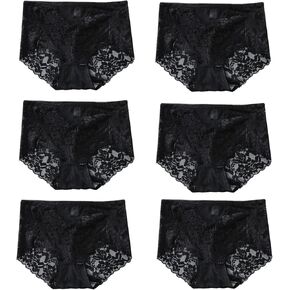 Cinvik Sexy High Waisted Underwear for Women Plus Size Briefs Breathable Lace Panties High Waisted Cheekster Granny Panties