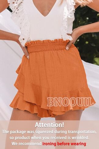 BNOOUIL Women's High Waisted Shorts Summer Casual Comfy Flowy Beach Linen Cotton Shorts Wrap Mini Skirt Skort in Saudi Arabia