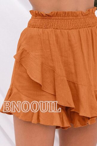 BNOOUIL Women's High Waisted Shorts Summer Casual Comfy Flowy Beach Linen Cotton Shorts Wrap Mini Skirt Skort in Saudi Arabia