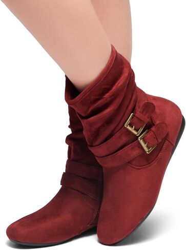 Herstyle Womens Lindell Ankle Boots Side Zipper Mid-Calf Slouch Flat Booties in Kuwait