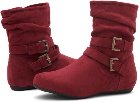 Herstyle Womens Lindell Ankle Boots Side Zipper Mid-Calf Slouch Flat Booties in Kuwait
