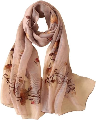 Alysee Women Exquisite Silk&Wool Mixed Embroidered Scarf Headwrap Shawl in Kuwait