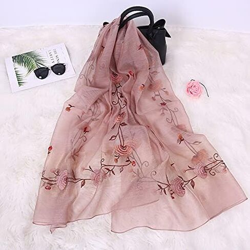 Alysee Women Exquisite Silk&Wool Mixed Embroidered Scarf Headwrap Shawl in Kuwait