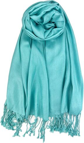 Plum Feathers Premium Solid Color and Metallic Fashion Scarf, Womens Pashmina Shawl Wrap with Fringes in Kuwait