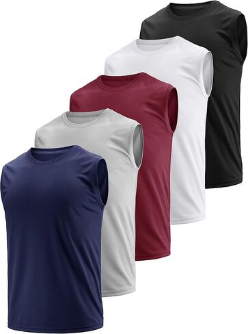 3 Pack Men's Dry Fit Moisture Wicking Tech Quick Dry Sleeveless Shirts Mesh Crew Active Athletic Tank Tops in Saudi Arabia