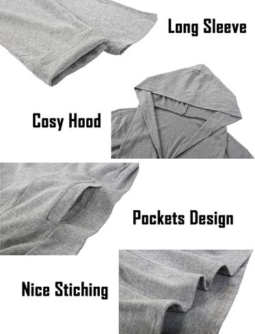 DOSWODE Mens Cardigan Long Open Front Draped Lightweight Hooded Sweater with Pockets in Kuwait