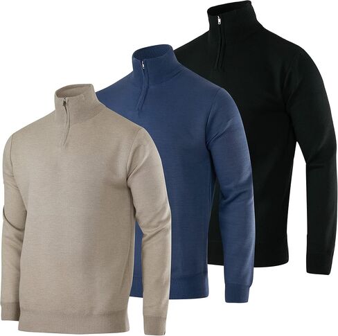 Real Essentials 3 Pack: Men's Long-Sleeve Soft Touch Quarter-Zip Sweater in Saudi Arabia