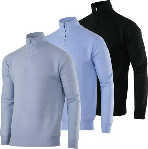 Real Essentials 3 Pack: Men's Long-Sleeve Soft Touch Quarter-Zip Sweater in Saudi Arabia