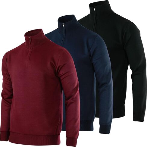 Real Essentials 3 Pack: Men's Long-Sleeve Soft Touch Quarter-Zip Sweater in Saudi Arabia