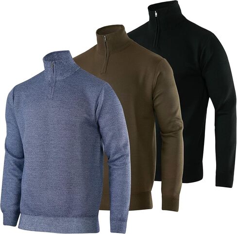Real Essentials 3 Pack: Men's Long-Sleeve Soft Touch Quarter-Zip Sweater in Saudi Arabia