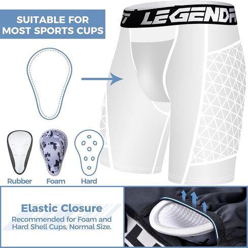 شورت بيسبول منزلق للشباب من Legendfit مع جيب على شكل كوب (بدون كوب) ملابس داخلية رياضية مضغوطة واقية لكرة القدم in Kuwait
