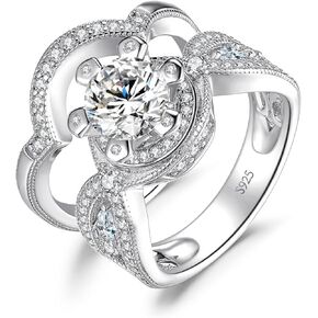 JewelryPalace خاتم خطوبة مكعب زركونيا مطلي بالذهب عيار 14 قيراط للنساء، خاتم وعد من الفضة الإسترليني عيار 925، طقم زفاف من الألماس المقلد in Kuwait