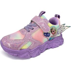 أحذية رياضية للفتيات أحذية الأميرة إلسا أحذية رياضية للجري غير قابلة للانزلاق وشريط فيلكرو شبكي خفيف الوزن وخطاف وحلقة سهلة الارتداء على قوس قزح أحذية مشي كاجوال للفتيات in Kuwait