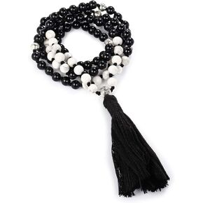 LIUANAN Yoga Meditation 108 Tibetan 8mm Natural Gemstone Prayer Buddha Beads Mala Wrap Bracelet Necklace