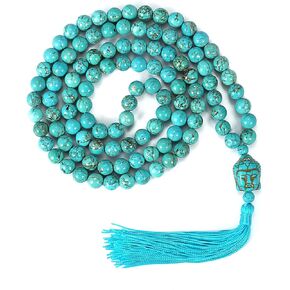 LIUANAN Yoga Meditation 108 Tibetan 8mm Natural Gemstone Prayer Buddha Beads Mala Wrap Bracelet Necklace in Saudi Arabia