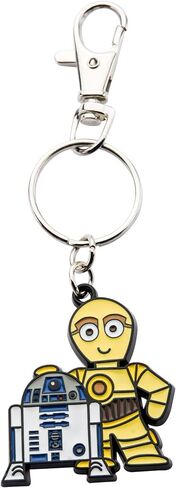 Star Wars Jewelry Unisex Adult R2-D2 and C-3PO Stainless Steel Key Chain, Silver/Yellow, One Size in Saudi Arabia