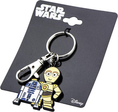 Star Wars Jewelry Unisex Adult R2-D2 and C-3PO Stainless Steel Key Chain, Silver/Yellow, One Size in Saudi Arabia