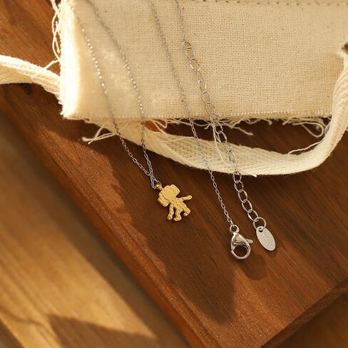 قلادة صغيرة بتصميم روبوت المشي من جيه اكس جي اكس بي، سلسلة من التيتانيوم الصلب المطلي بالذهب عيار 18 قيراط، مجوهرات تحافظ على اللون، 16، زنك، زركونيا مكعب, الزنك, مكعب زركونيا in Kuwait