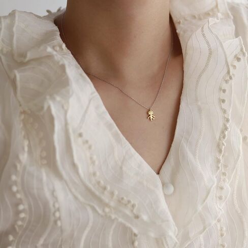 قلادة صغيرة بتصميم روبوت المشي من جيه اكس جي اكس بي، سلسلة من التيتانيوم الصلب المطلي بالذهب عيار 18 قيراط، مجوهرات تحافظ على اللون، 16، زنك، زركونيا مكعب, الزنك, مكعب زركونيا in Kuwait