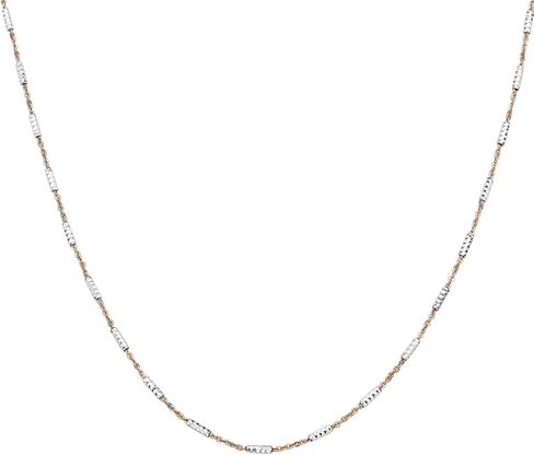 PORI JEWELERS ذهب عيار 14 قيراط أكثر من 925 من الفضة الإسترلينية 1.5 مم من قطع الماس أنبوب برايت + قلادة سلسلة مرساة - متوفرة باللون الأصفر أو الفضي أو الوردي in Kuwait