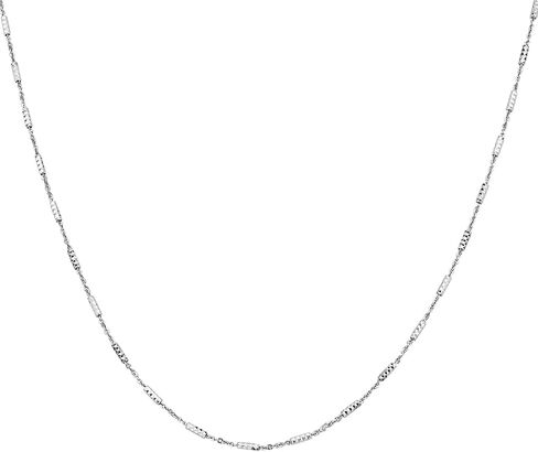 PORI JEWELERS ذهب عيار 14 قيراط أكثر من 925 من الفضة الإسترلينية 1.5 مم من قطع الماس أنبوب برايت + قلادة سلسلة مرساة - متوفرة باللون الأصفر أو الفضي أو الوردي in Kuwait