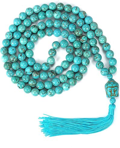 LIUANAN Yoga Meditation 108 Tibetan 8mm Natural Gemstone Prayer Buddha Beads Mala Wrap Bracelet Necklace in Kuwait
