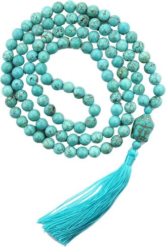 LIUANAN Yoga Meditation 108 Tibetan 8mm Natural Gemstone Prayer Buddha Beads Mala Wrap Bracelet Necklace in Kuwait
