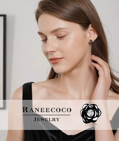 Gold Plated Sterling Silver Rose Flower Earring Studs, Hypoallergenic & Nickel Free Earrings for Women in Kuwait