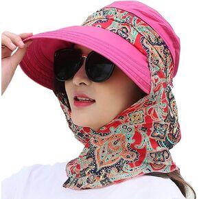 Roll Up Wide Brim Sun Visor UPF 50+ UV Protection Sun Hat with Neck Protector