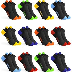 HASMES Boys Ankle Socks 12 Pairs Kids Athletic Cotton Socks Half Cushioned Low Cut Socks 5-14Y