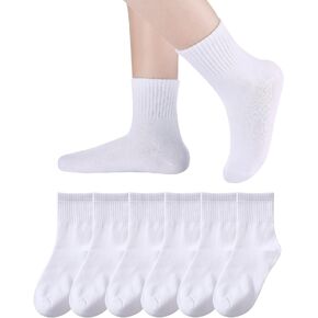 Kids Athletic Crew Socks Boys Girls Cotton School Uniform Casual Basic Socks 6 Pairs