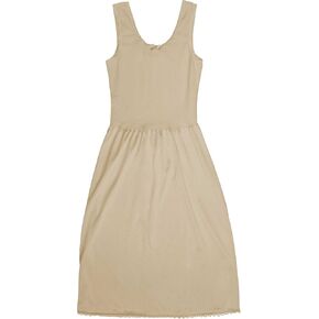 Trufit Sleeveless Comfy Cotton Cami Top - Smooth Non Cling Nylon Bottom Full Slip - Lines Itchy/ Transparent Dresses