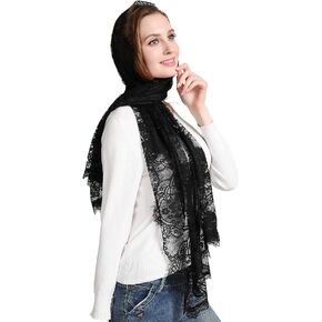 Eyelash Lace Vintage Floral Lace Scarf Lace Chapel Veil Mantilla Infinity Latin Mass S04 in Kuwait
